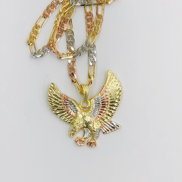 Men’s Eagle Pendant with Chain Gold Plated - Picture 2 of 4